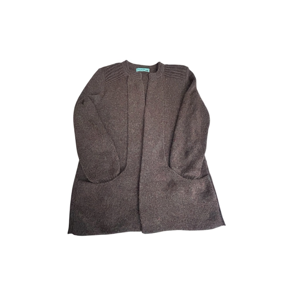 Women's Peruvian Link Brown Alpaca Cardigan Size M/large - Picture 3 of 6